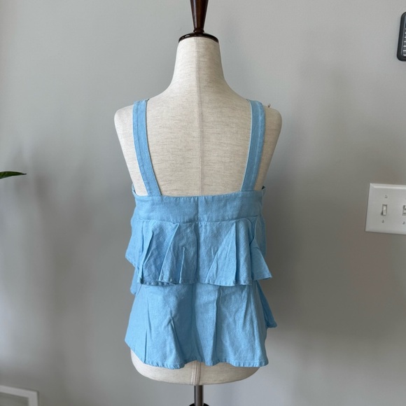 Abound Linen Blend Blue Layered Tank Top - Picture 2 of 5